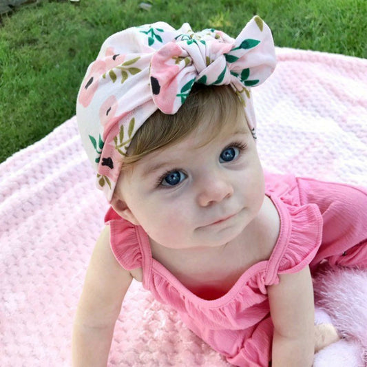 Children Knot Baby Hat Printed Rabbit Ear Cap