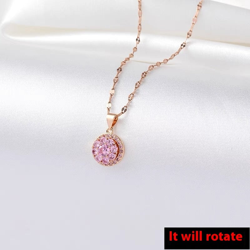 Rotatable Round Zircon Necklace For Women