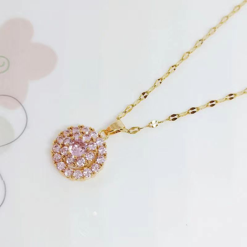 Rotatable Round Zircon Necklace For Women