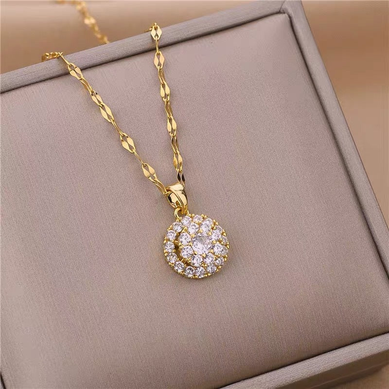 Rotatable Round Zircon Necklace For Women