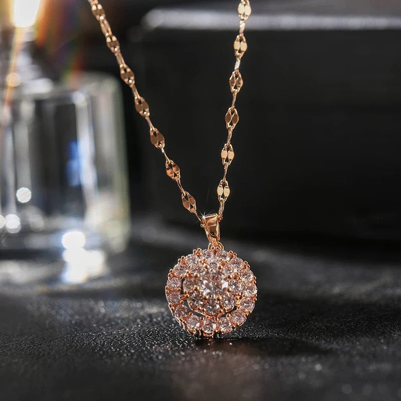 Rotatable Round Zircon Necklace For Women
